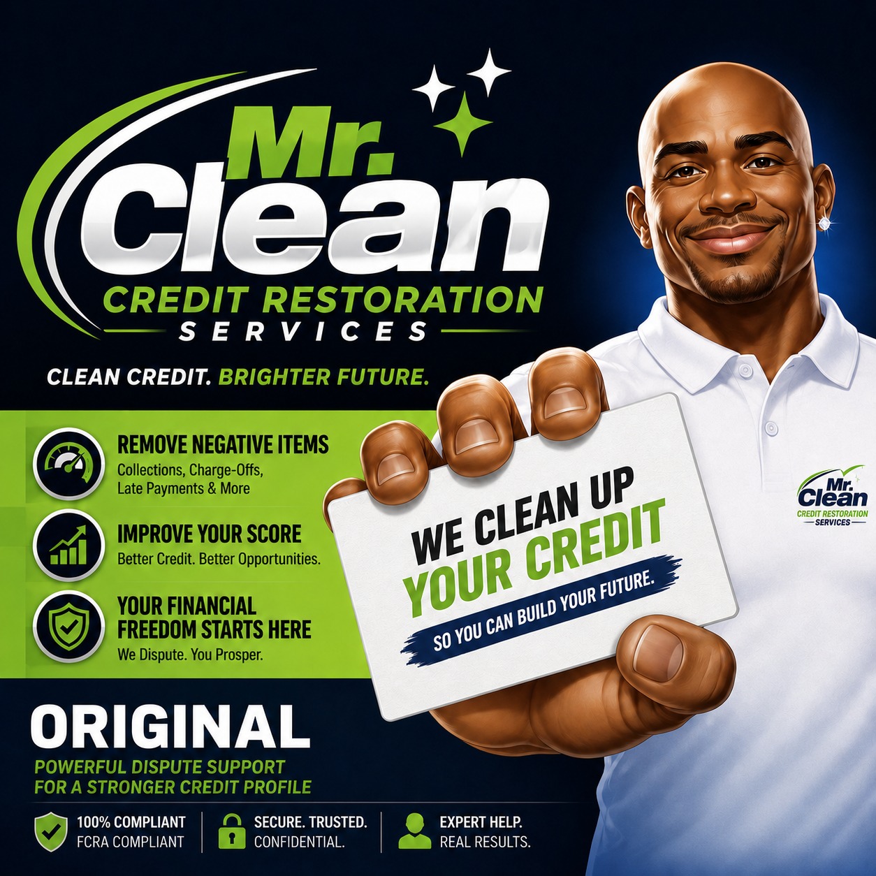 Mr Clean Credit Restoration Services — Clean Credit. Brighter Future.